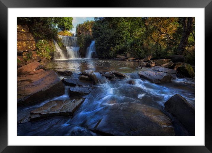 Penllergare Valley waterfall Framed Mounted Print by Leighton Collins