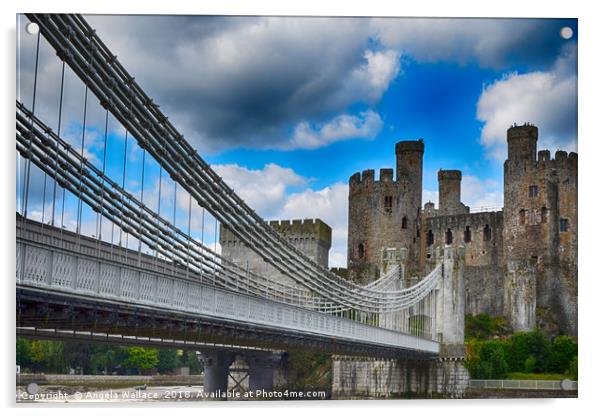 Conwy Castle and Bridge Acrylic by Angela Wallace