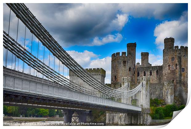 Conwy Castle and Bridge Print by Angela Wallace