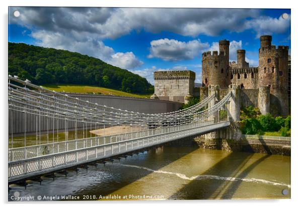 Bridge at Conwy Castle Acrylic by Angela Wallace