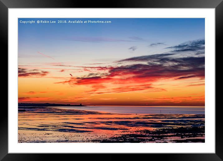 Sunset Minnis Bay in Kent  Framed Mounted Print by Robin Lee