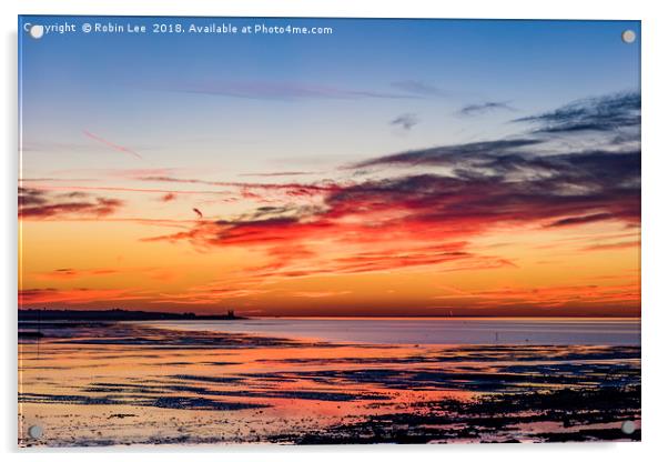 Sunset Minnis Bay in Kent  Acrylic by Robin Lee