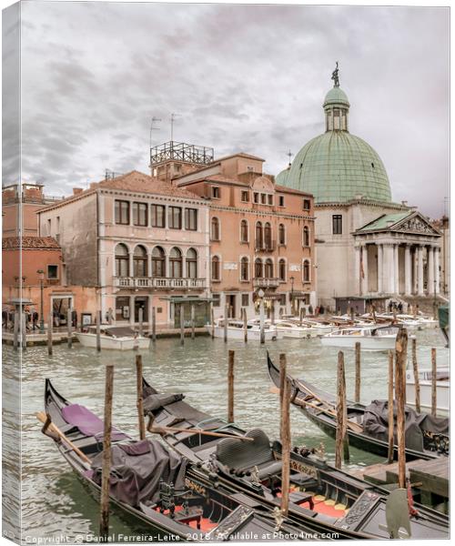 Gondolas Parked at Grand Canal, Venice, Italy Canvas Print by Daniel Ferreira-Leite