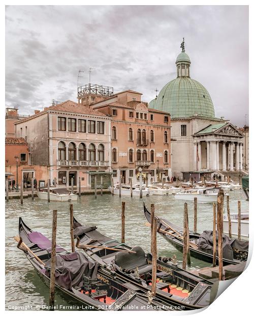 Gondolas Parked at Grand Canal, Venice, Italy Print by Daniel Ferreira-Leite