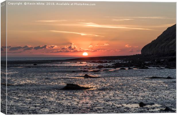 Sunset on Brean Beach Canvas Print by Kevin White