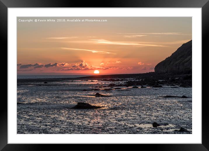 Sunset on Brean Beach Framed Mounted Print by Kevin White