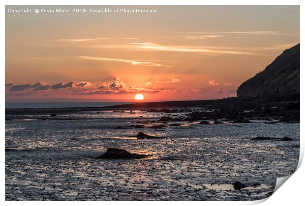 Sunset on Brean Beach Print by Kevin White