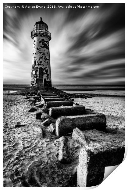 Point of Ayr Lighthouse Wales Print by Adrian Evans