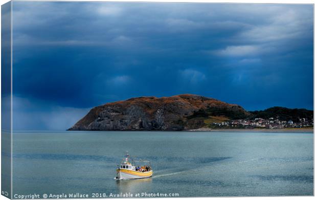 The Great Orme with ferry Canvas Print by Angela Wallace