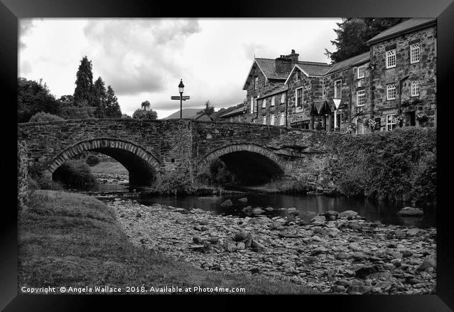 Beddgelert black and whit Framed Print by Angela Wallace