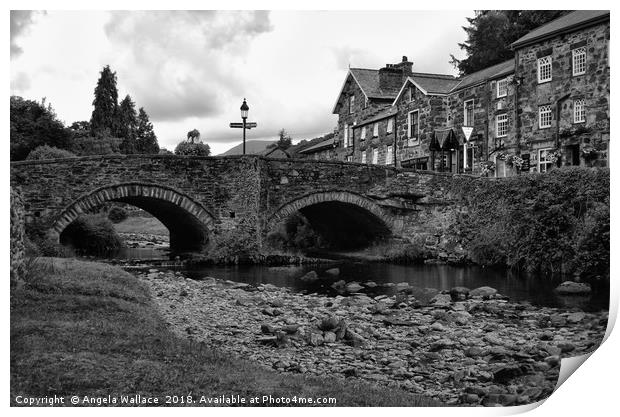 Beddgelert black and whit Print by Angela Wallace