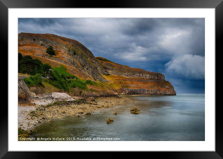 beach view of The Great Orme Framed Mounted Print by Angela Wallace