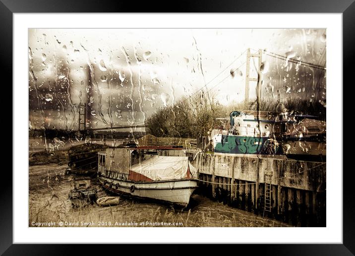 Rainy Day At The Bridge Framed Mounted Print by David Smith