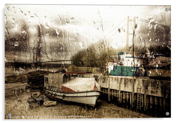 Rainy Day At The Bridge Acrylic by David Smith