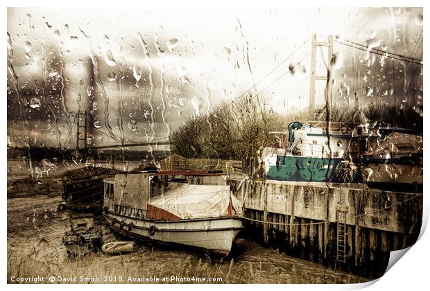 Rainy Day At The Bridge Print by David Smith
