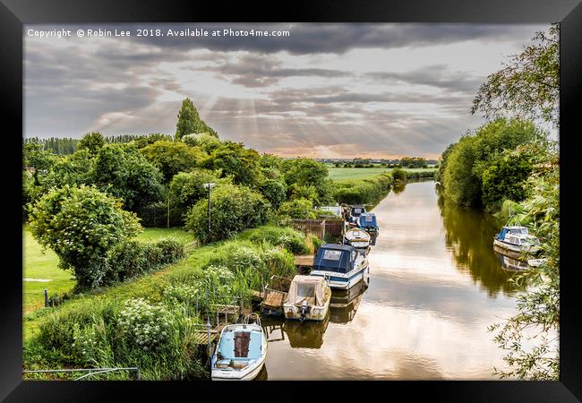 Moored boats on the River Stour Framed Print by Robin Lee