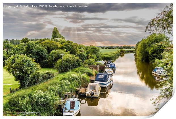 Moored boats on the River Stour Print by Robin Lee