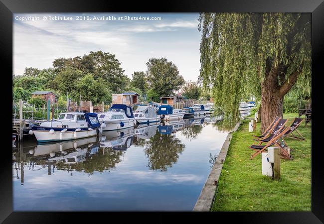 Boats Moored on the Great Stour River Framed Print by Robin Lee