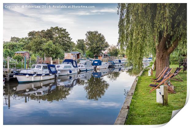 Boats Moored on the Great Stour River Print by Robin Lee