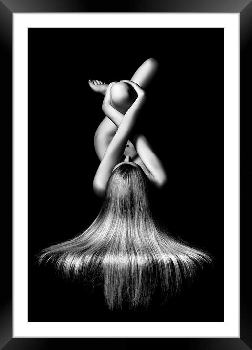 Nude woman bodyscape Framed Mounted Print by Johan Swanepoel