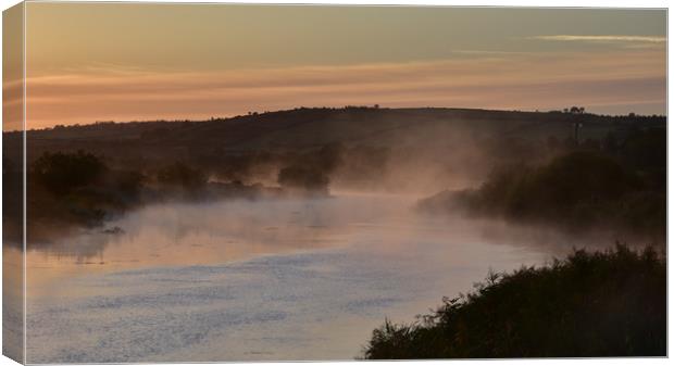 Morning mist at the river Maine Canvas Print by barbara walsh