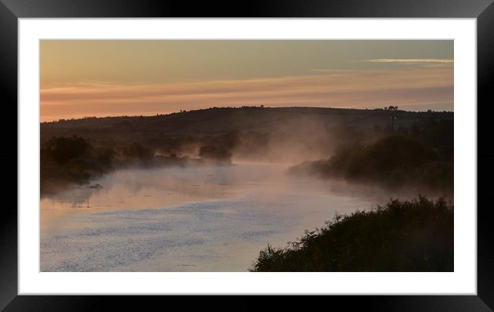 Morning mist at the river Maine Framed Mounted Print by barbara walsh