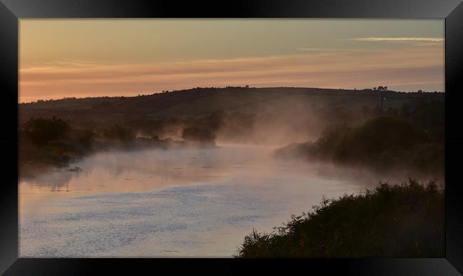 Morning mist at the river Maine Framed Print by barbara walsh