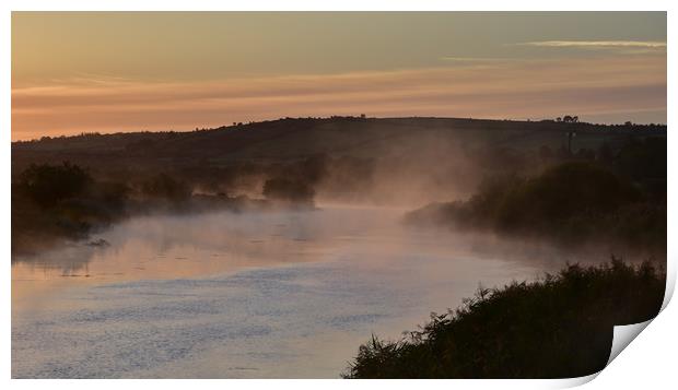 Morning mist at the river Maine Print by barbara walsh