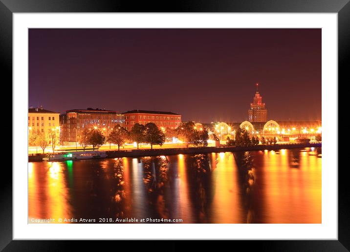View from river Daugava to Riga Central Market Framed Mounted Print by Andis Atvars