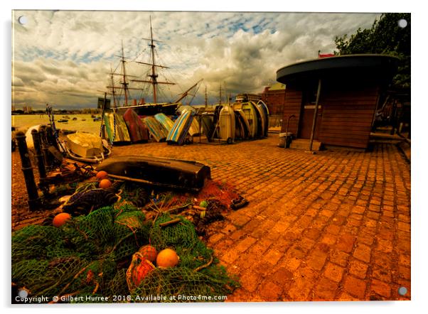 Nautical Splendour: Portsmouth Harbour Acrylic by Gilbert Hurree