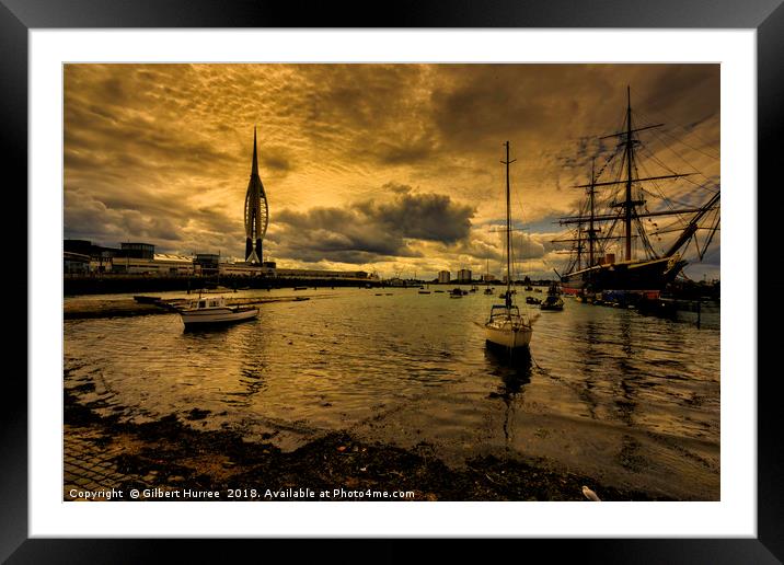 Portsmouth Harbour's Historic Charm Framed Mounted Print by Gilbert Hurree