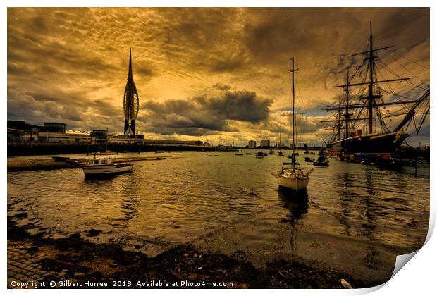 Portsmouth Harbour's Historic Charm Print by Gilbert Hurree