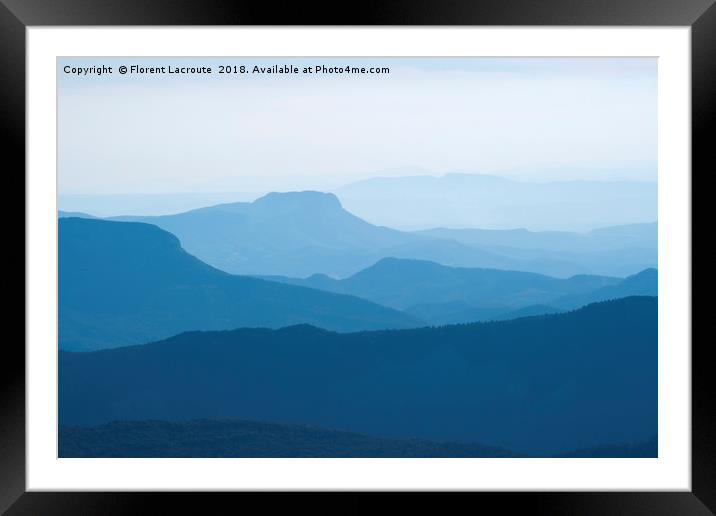 Blue layers of mountain ridges in the french alps Framed Mounted Print by Florent Lacroute
