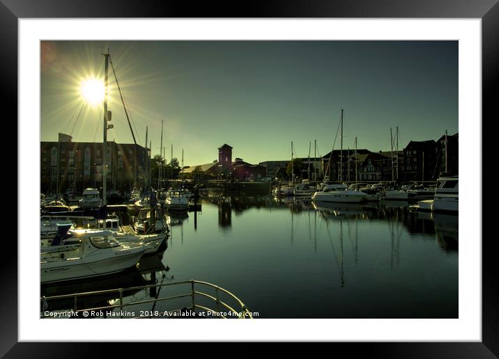 Swansea Docks Reflections Framed Mounted Print by Rob Hawkins