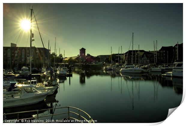 Swansea Docks Reflections Print by Rob Hawkins