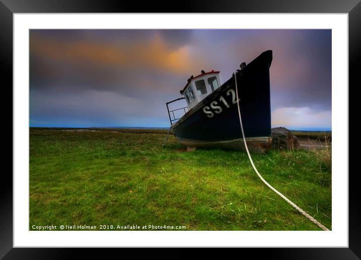The SS12 Fishing Boat at Penclawdd Framed Mounted Print by Neil Holman