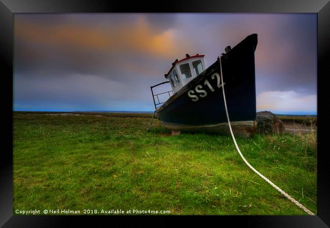 The SS12 Fishing Boat at Penclawdd Framed Print by Neil Holman
