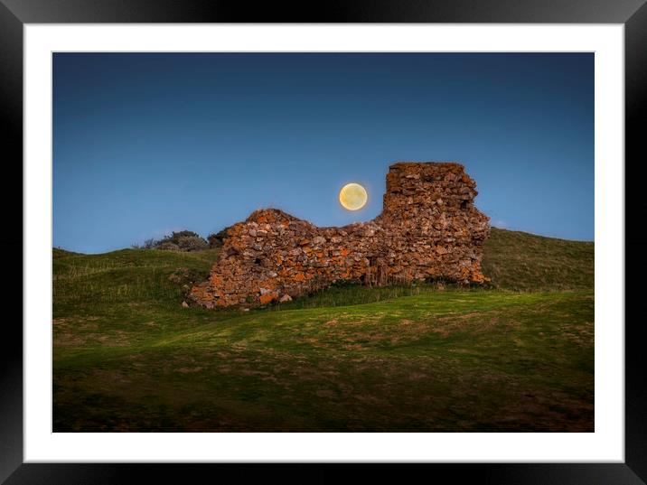 The moon over St Mary's Church Framed Mounted Print by Leighton Collins