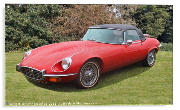 Jaguar E Type Acrylic by Kevin Maughan