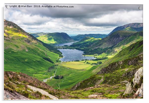 Buttermere and Crummock Water from Fleetwith Pike  Acrylic by Alan Barr