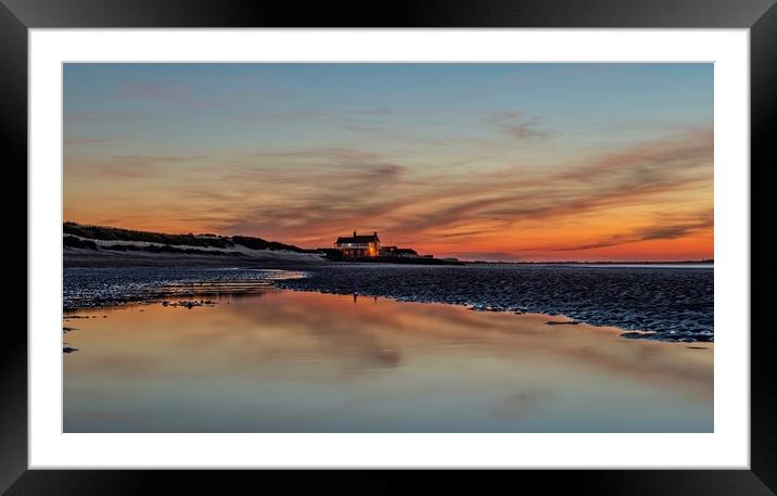 Sunset reflections on Brancaster beach Framed Mounted Print by Gary Pearson