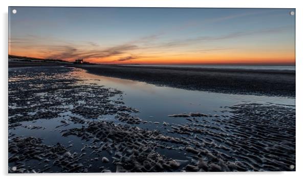Last colours of sunset on Brancaster beach Acrylic by Gary Pearson