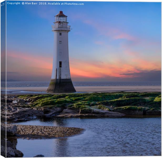 Wirral Sunset at Perch Rock Lighthouse Canvas Print by Alan Barr