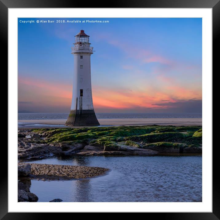 Wirral Sunset at Perch Rock Lighthouse Framed Mounted Print by Alan Barr