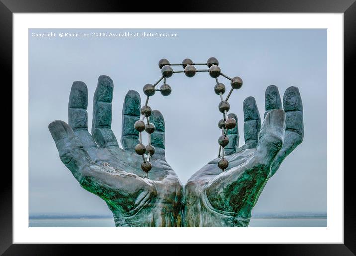 Hands and Molecules Sculpture Ramsgate Framed Mounted Print by Robin Lee