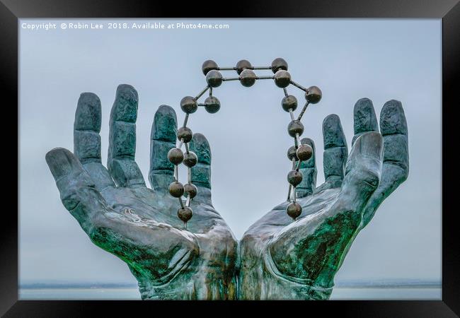 Hands and Molecules Sculpture Ramsgate Framed Print by Robin Lee