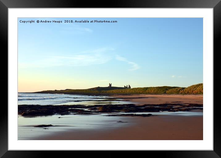 Majestic dawn over Dunstanburgh Castle Framed Mounted Print by Andrew Heaps