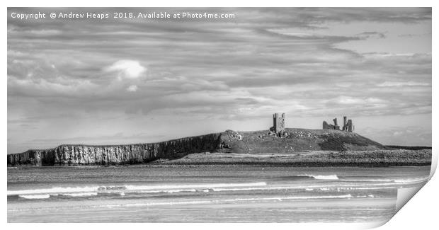 Dunstanburgh Castle from the beach. Print by Andrew Heaps