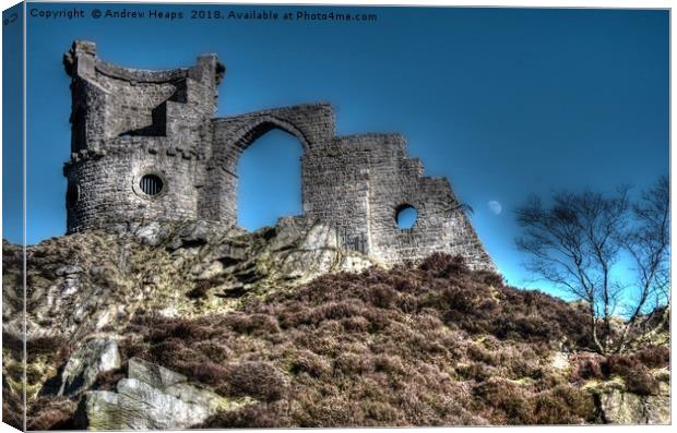 Mow Cop Castle HDR Canvas Print by Andrew Heaps