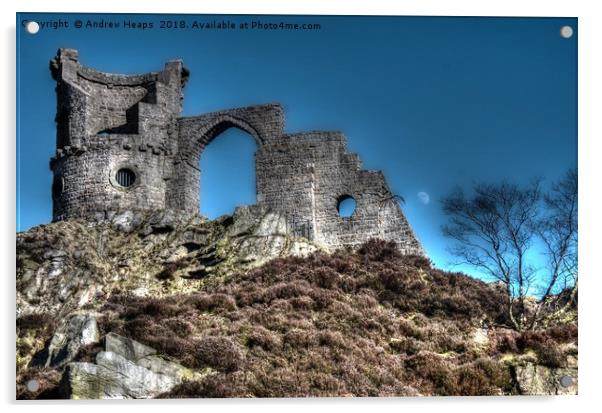 Mow Cop Castle HDR Acrylic by Andrew Heaps